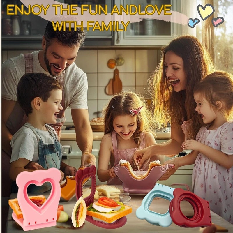 JIDODO 2pcs Sandwich Cutter and Sealer for Kids,DIY Decruster Pocket Sandwiches,Uncrustable Sandwich Cutter-Sandwich Maker for Lunchbox and Bento Box (Flower Green+Mouse Red) - Image 2